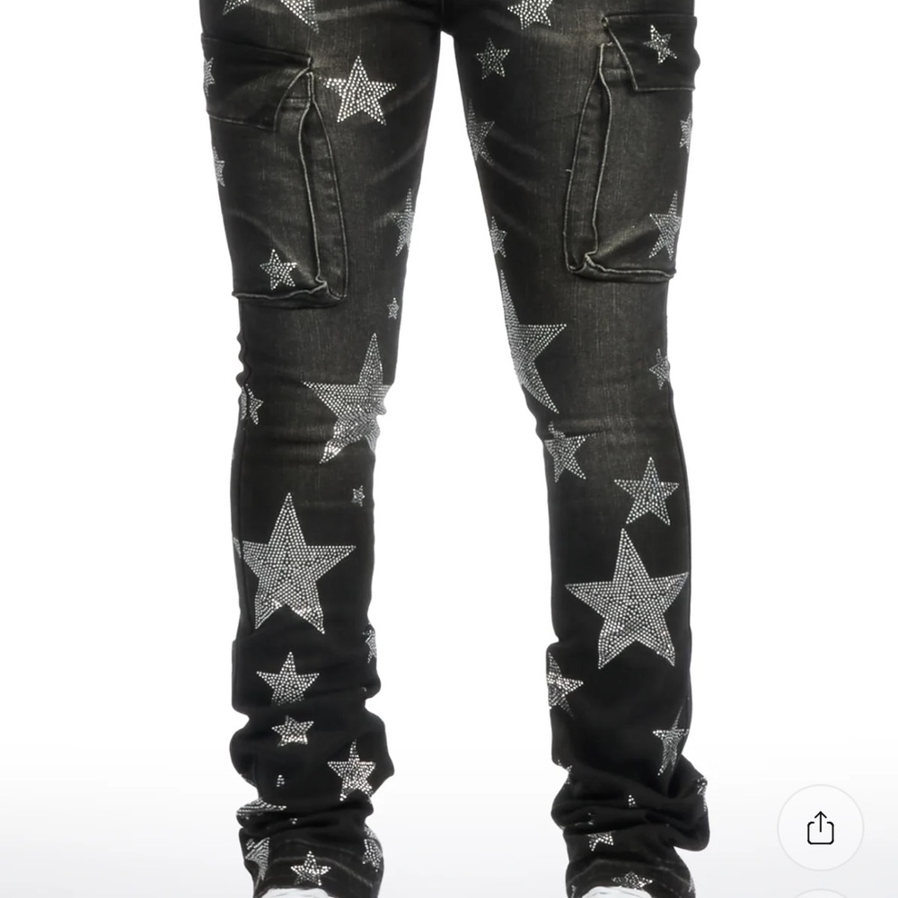 Rockstar Original Women's Black Star-Patterned Flare Jeans